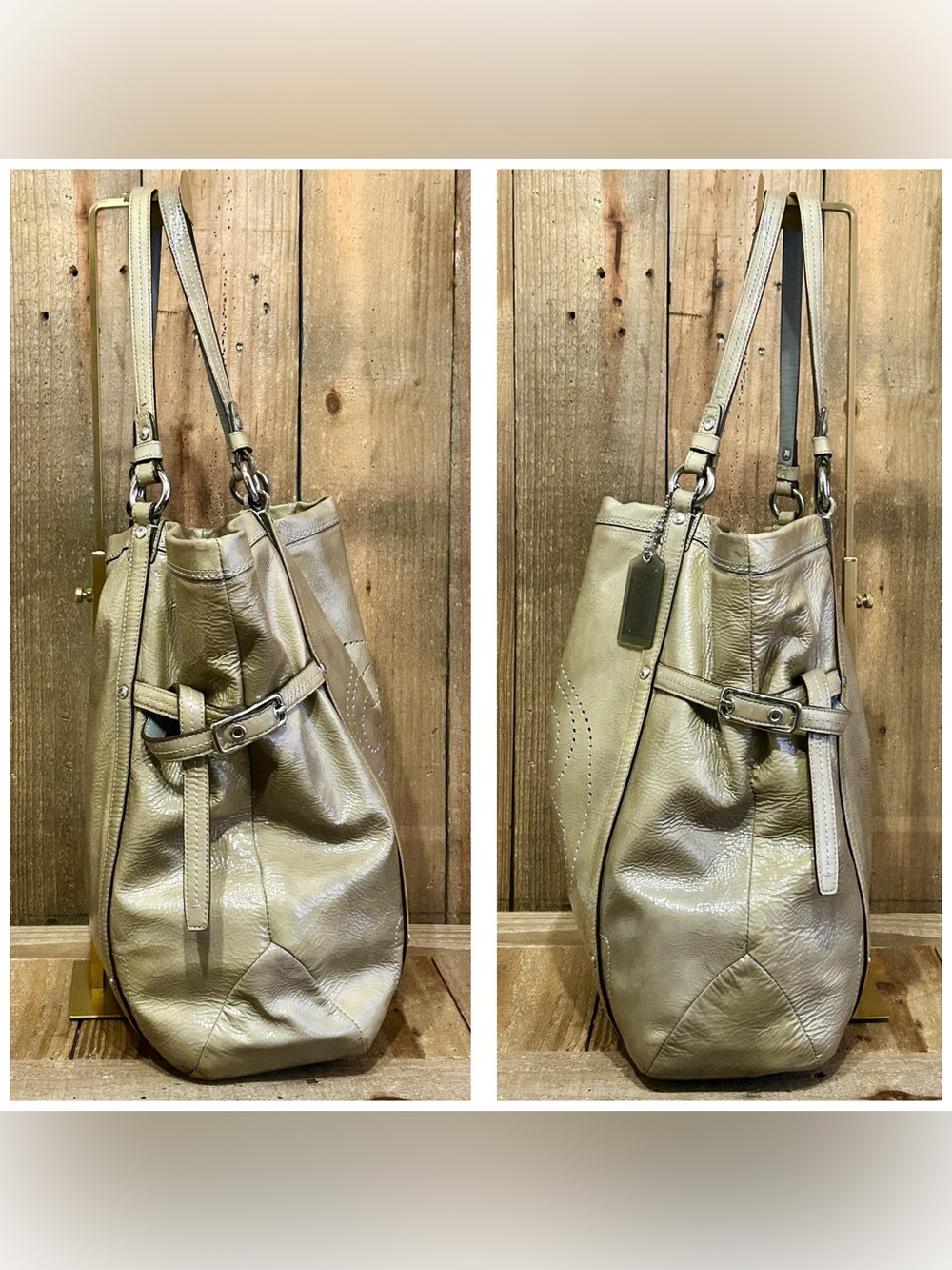 Coach. 3 Piece: Audrey Andie Cinched Tote Bag with Free Dust Bag and Bag Scarf. - Picture 7 of 16